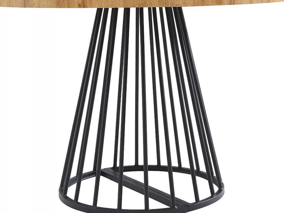 Vente-unique Mesa De Jantar Extensivel De 2 A 12 Lugares Em Mdf E Aco Natural E Preto - Firela* Mesa De Jantar
