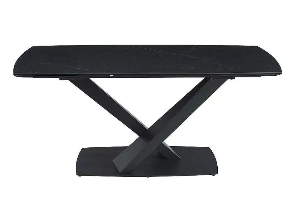 PASCAL MORABITO Mesa De Jantar Extensivel De 6 A 10 Lugares Em Vidro Temperado, Ceramica E Metal, Efeito Marmore Preto - Malata De * Mesa De Jantar