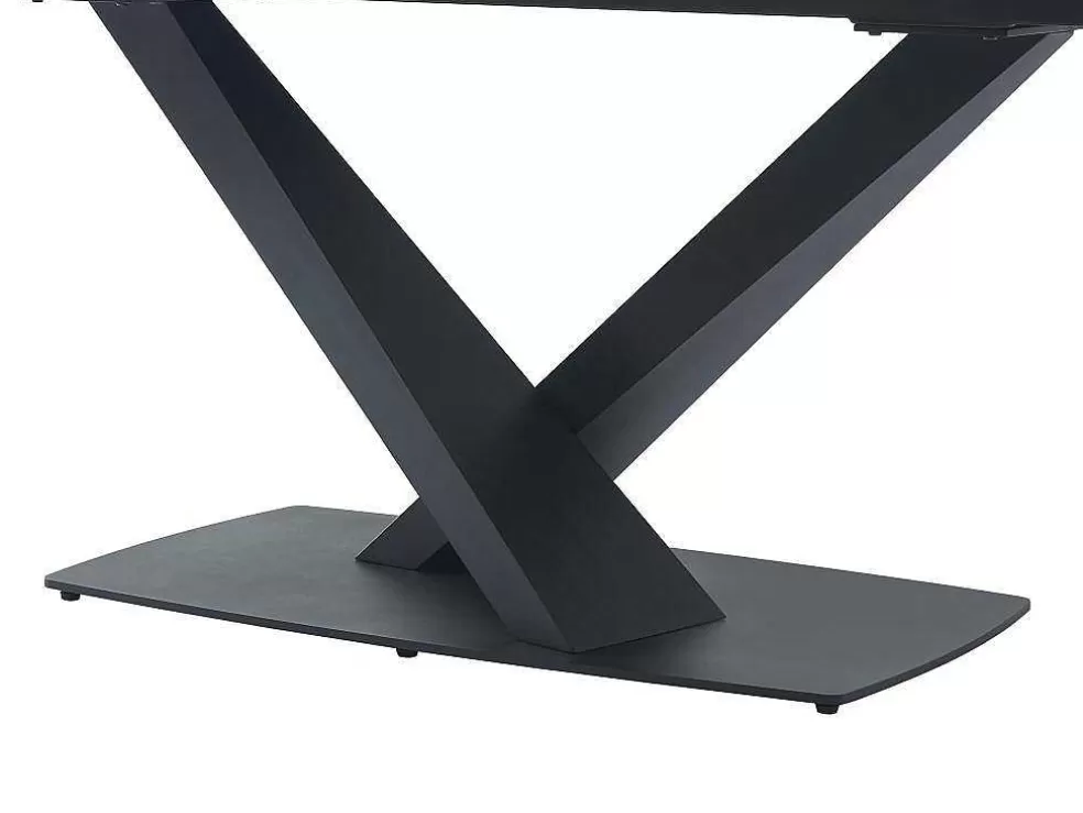 PASCAL MORABITO Mesa De Jantar Extensivel De 6 A 10 Lugares Em Vidro Temperado, Ceramica E Metal, Efeito Marmore Preto - Malata De * Mesa De Jantar