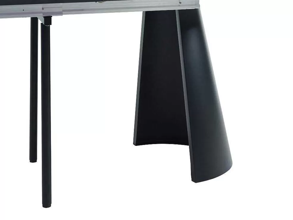 Vente-unique Mesa De Jantar Extensivel De 8 A 14 Lugares Mdf E Metal Natural Claro E Preto - Felanio* Mesa De Jantar
