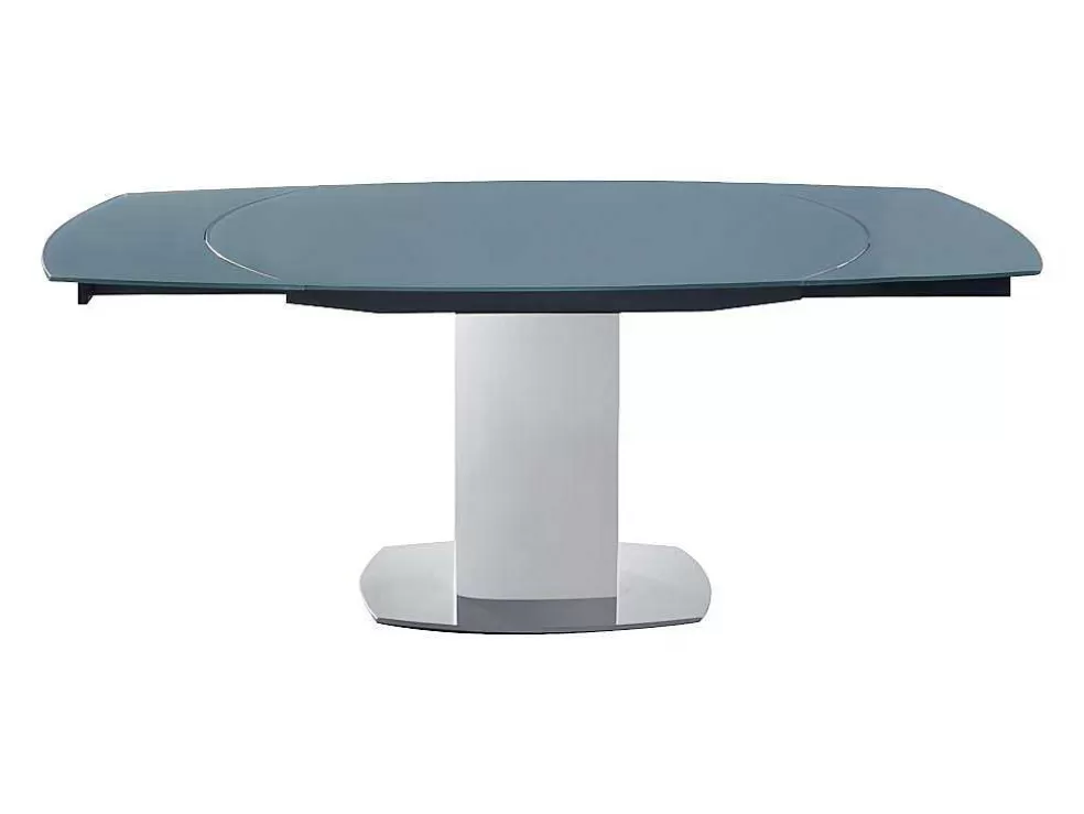 Vente-unique Mesa De Jantar Extensivel Talicia - Vidro Temperado E Metal - 6 A 8 Lugares - Cinzento* Mesa De Jantar