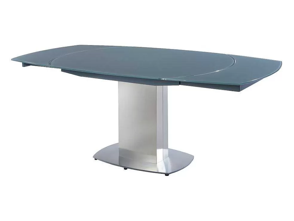 Vente-unique Mesa De Jantar Extensivel Talicia - Vidro Temperado E Metal - 6 A 8 Lugares - Cinzento* Mesa De Jantar