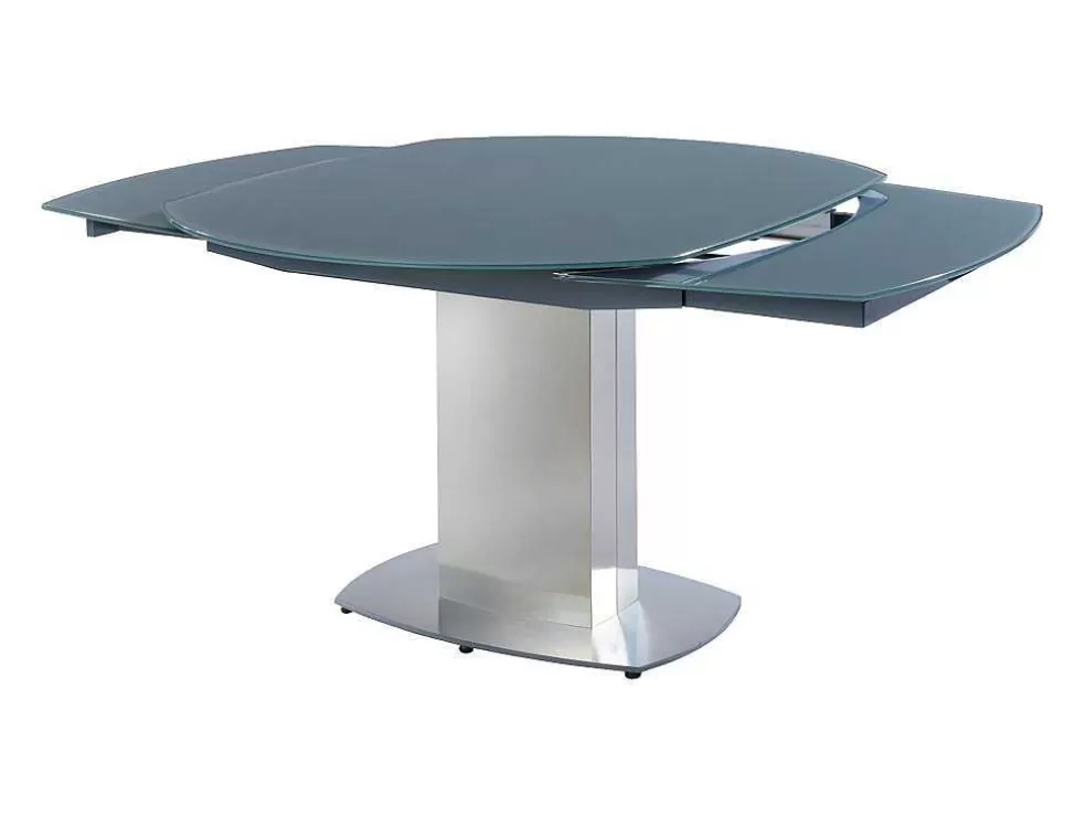 Vente-unique Mesa De Jantar Extensivel Talicia - Vidro Temperado E Metal - 6 A 8 Lugares - Cinzento* Mesa De Jantar