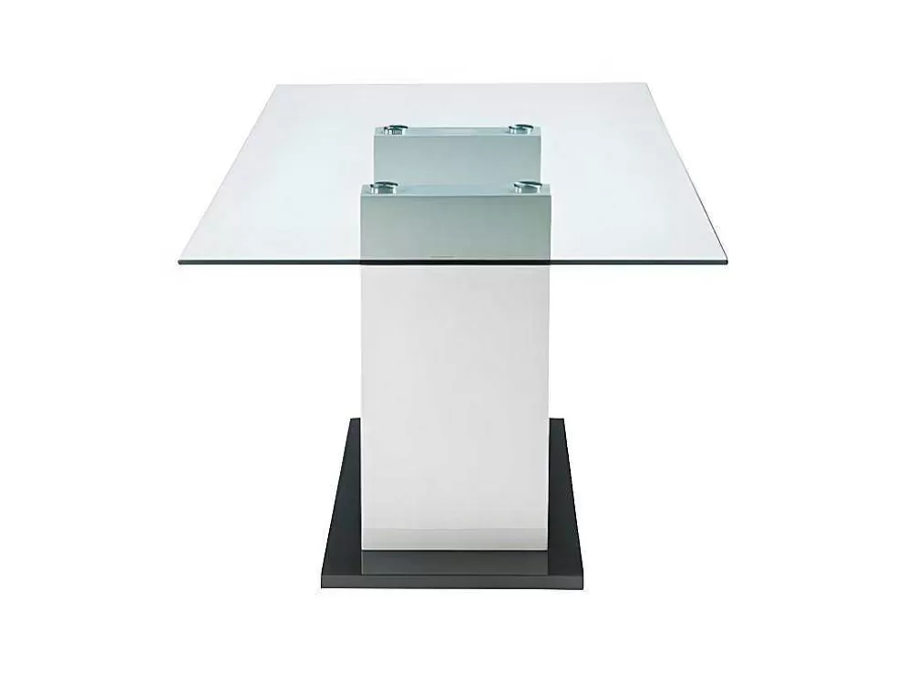 Vente-unique Mesa De Jantar Samira - 6 Lugares - Vidro Temperado E Mdf Lacado A Branco* Promoções Sala