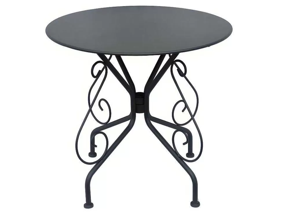 MYLIA Mesa De Jardim Em Metal Estilo Ferro Forjado - Antracite - Guermantes* Conjunto Mesa E Cadeiras De Jardim