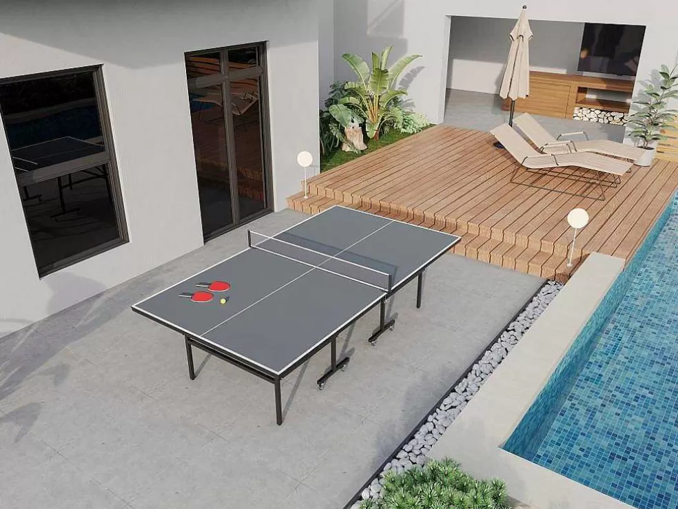 Vente-unique Mesa De Pingue-Pongue Dobravel Com Rodas Para Exterior Com Acessórios C274 X L152,5 X A76 Cm - Jordie* Jogo De Exterior