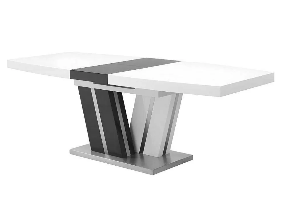 Vente-unique Mesa De Refeicoes Extensivel Noami Ii - 6 A 8 Lugares - Mdf Lacado Cinzento E Branco* Mesa De Jantar