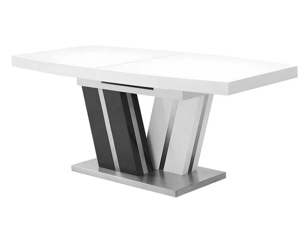 Vente-unique Mesa De Refeicoes Extensivel Noami Ii - 6 A 8 Lugares - Mdf Lacado Cinzento E Branco* Mesa De Jantar
