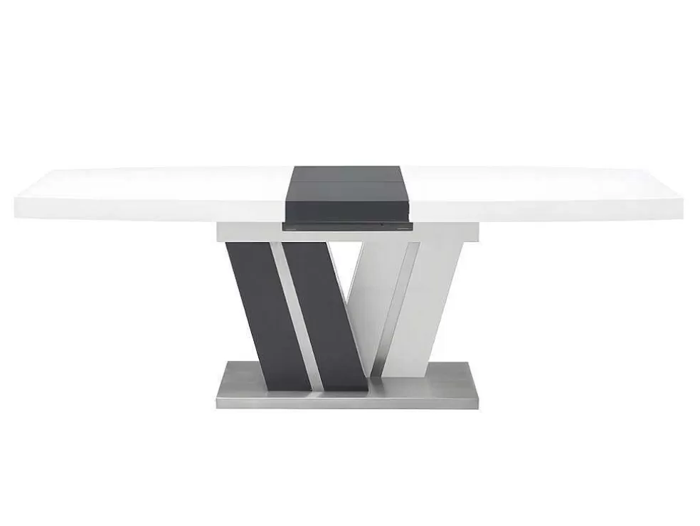 Vente-unique Mesa De Refeicoes Extensivel Noami Ii - 6 A 8 Lugares - Mdf Lacado Cinzento E Branco* Mesa De Jantar