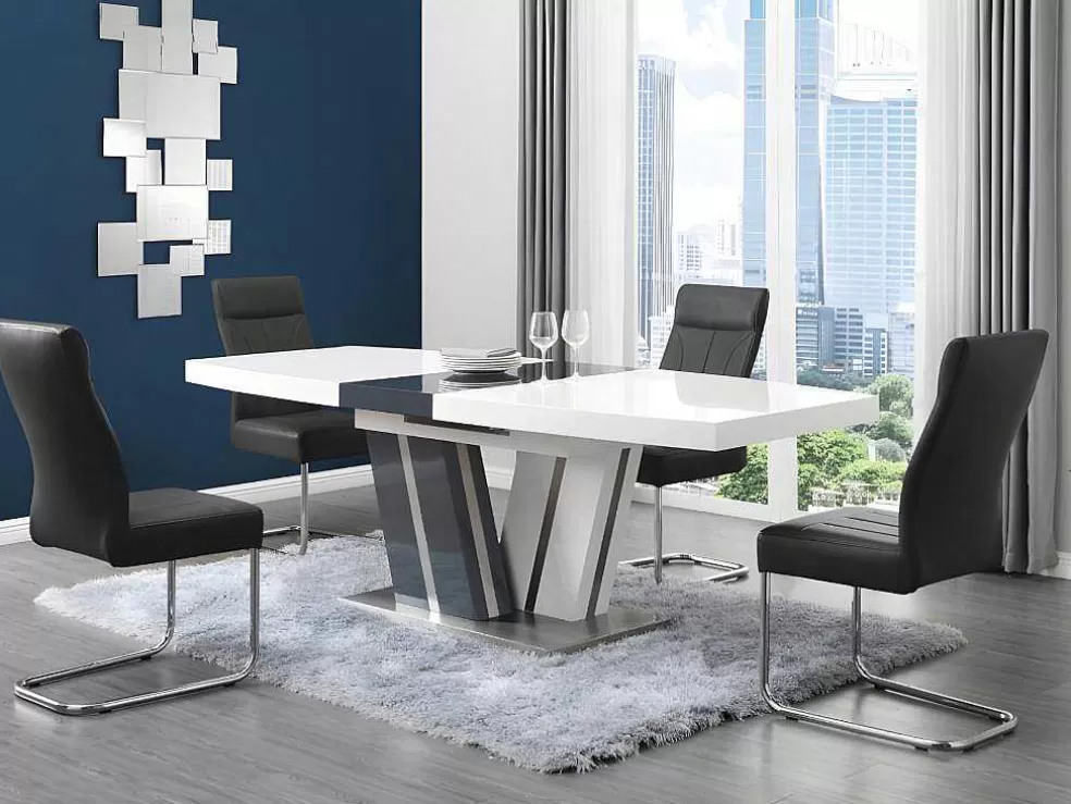 Vente-unique Mesa De Refeicoes Extensivel Noami Ii - 6 A 8 Lugares - Mdf Lacado Cinzento E Branco* Mesa De Jantar