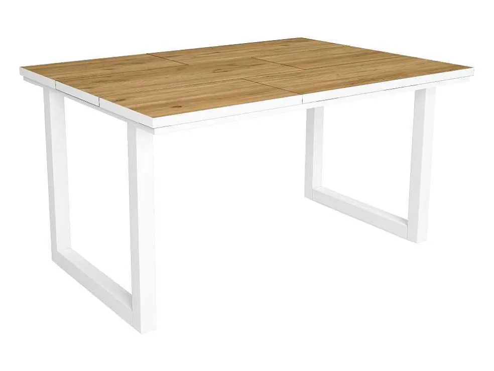 Skraut Home Mesa De Sala De Jantar, 6 Péssoas, 140, Robusto E Estavel Gracas A Sua Estrutura E Pernas Solidas, Oak E Branca, Industrial* Mesa De Jantar
