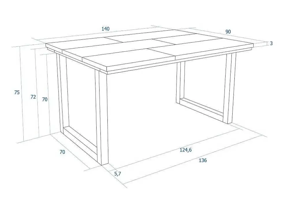Skraut Home Mesa De Sala De Jantar, 6 Péssoas, 140, Robusto E Estavel Gracas A Sua Estrutura E Pernas Solidas, Oak E Branca, Industrial* Mesa De Jantar