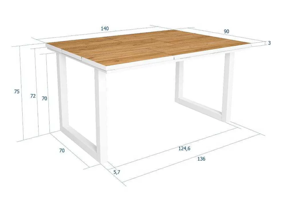 Skraut Home Mesa De Sala De Jantar, 6 Péssoas, 140, Robusto E Estavel Gracas A Sua Estrutura E Pernas Solidas, Oak E Branca, Industrial* Mesa De Jantar