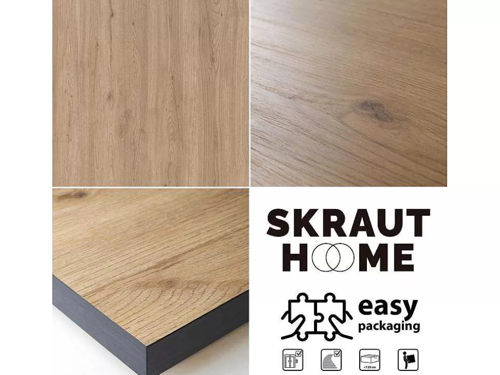 Skraut Home Mesa De Sala De Jantar, 8 Péssoas, 170, Robusto E Estavel Gracas A Sua Estrutura E Pernas Solidas, Oak E Preta, Industrial* Mesa De Jantar