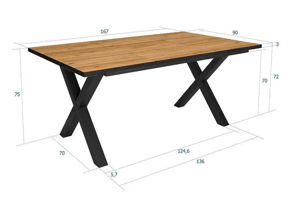 Skraut Home Mesa De Sala De Jantar, 8 Péssoas, 170, Robusto E Estavel Gracas A Sua Estrutura E Pernas Solidas, Oak E Preta, Industrial* Mesa De Jantar