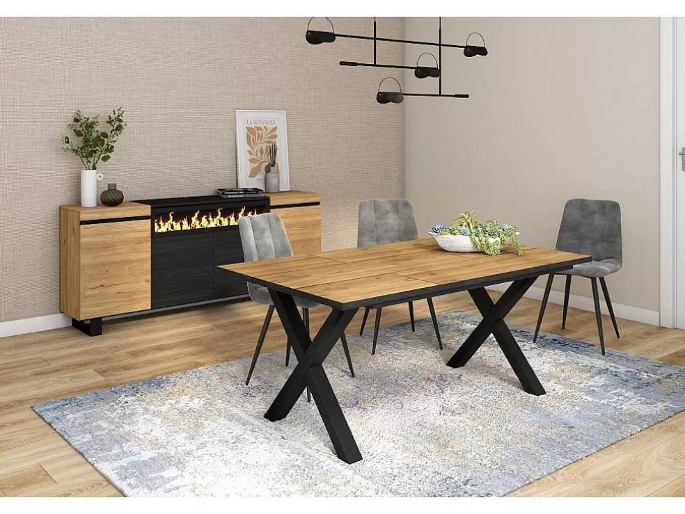 Skraut Home Mesa De Sala De Jantar, 8 Péssoas, 170, Robusto E Estavel Gracas A Sua Estrutura E Pernas Solidas, Oak E Preta, Industrial* Mesa De Jantar