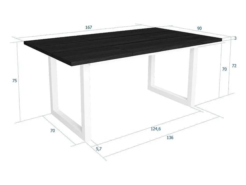 Skraut Home Mesa De Sala De Jantar, 8 Péssoas, 170, Robusto E Estavel Gracas A Sua Estrutura E Pernas Solidas, Preto, Estilo Industrial* Mesa De Jantar
