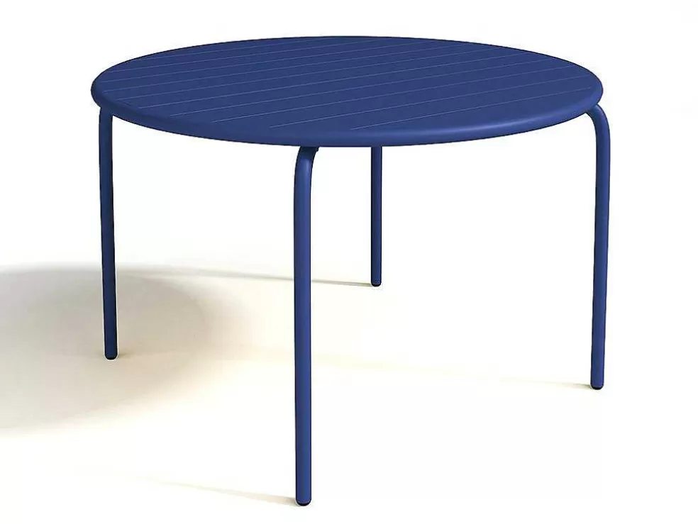MYLIA Mesa Redonda De Jardim D. 110 Cm Em Metal Azul-Escuro - Mirmande* Conjunto Mesa E Cadeiras De Jardim