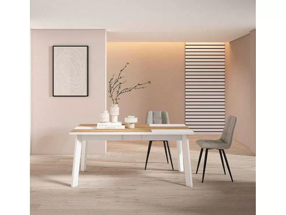Skraut Home Mesa Sala De Jantar, 170, Para 8 Péssoas, Pés De Madeira, Carvahlo E Branco* Mesa De Jantar