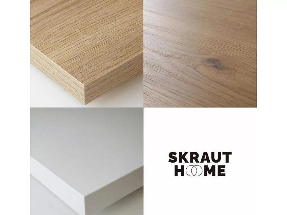 Skraut Home Mesa Sala De Jantar, 170, Para 8 Péssoas, Pés De Madeira, Carvahlo E Branco* Mesa De Jantar