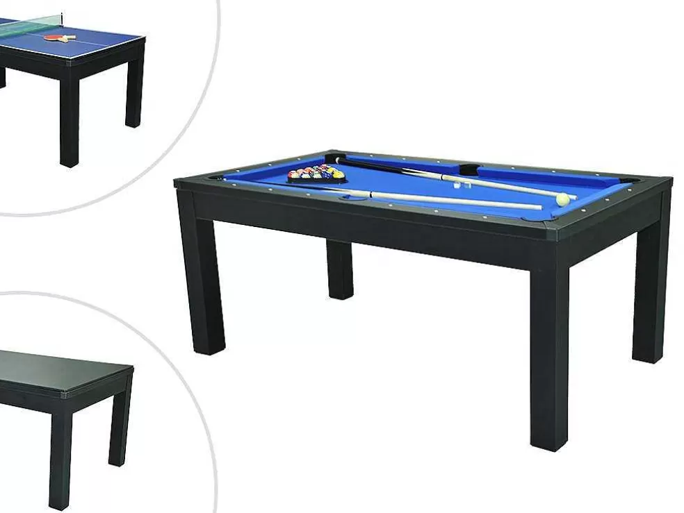 Vente-unique Mesa Transformavel De Bilhar E Ping-Pong Cor Preta De C182 X L102 X A80 Cm - Sousa* Mesa De Jantar