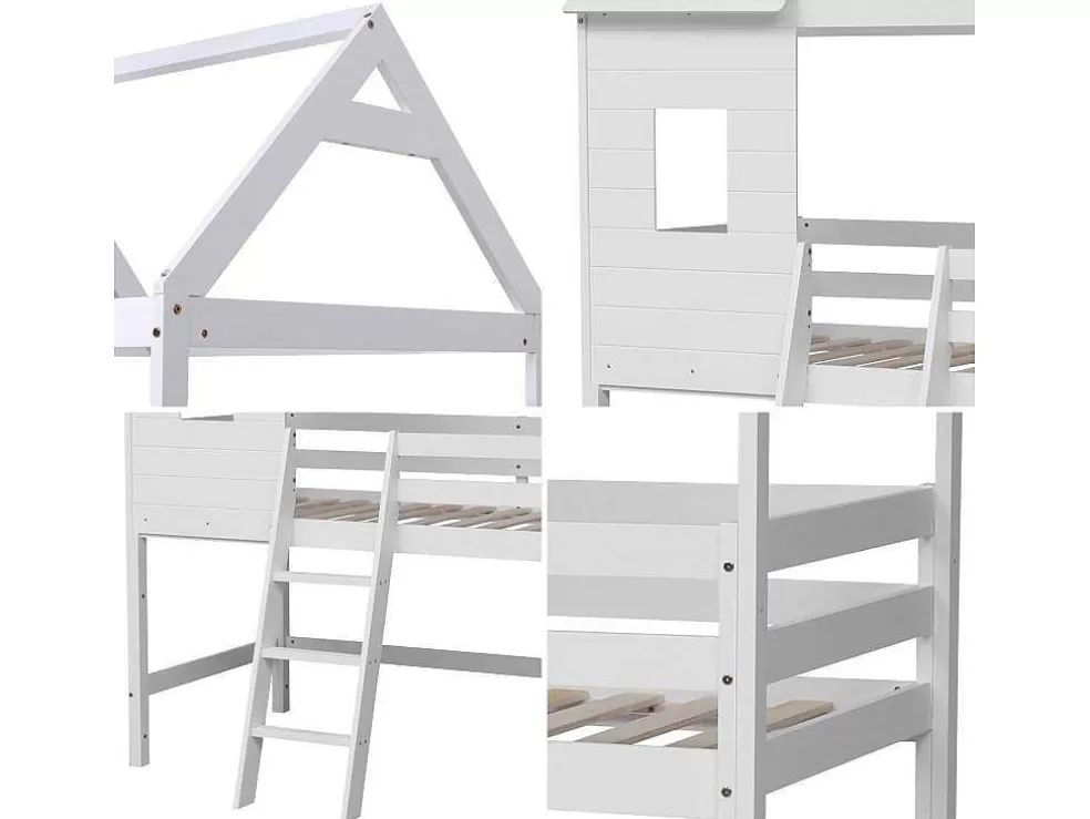 Happy Garden Mezzanine Cama Para Crianças 190X90Cm Margot Branco* Cama De Criança