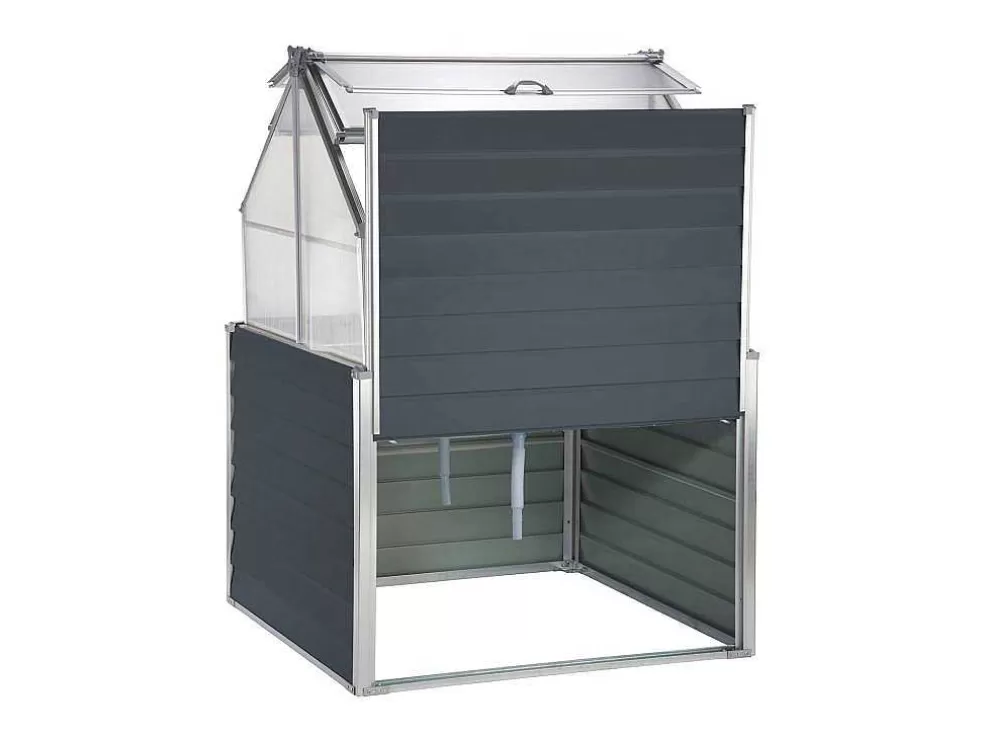 EXPERTLAND Mini Estufa Em Policarbonato E Estrutura Em Aluminio C120 X L120 X A169 Cm Antracite - Genista* Estufas De Jardim