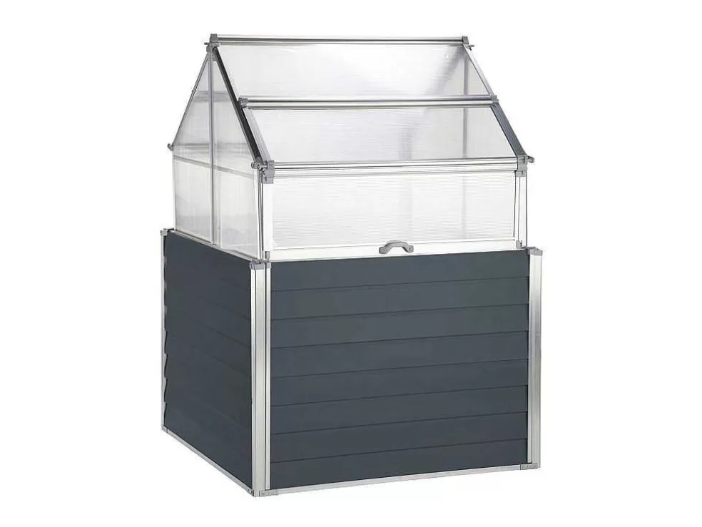 EXPERTLAND Mini Estufa Em Policarbonato E Estrutura Em Aluminio C120 X L120 X A169 Cm Antracite - Genista* Estufas De Jardim