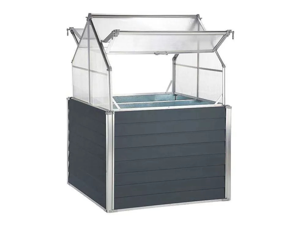 EXPERTLAND Mini Estufa Em Policarbonato E Estrutura Em Aluminio C120 X L120 X A169 Cm Antracite - Genista* Estufas De Jardim