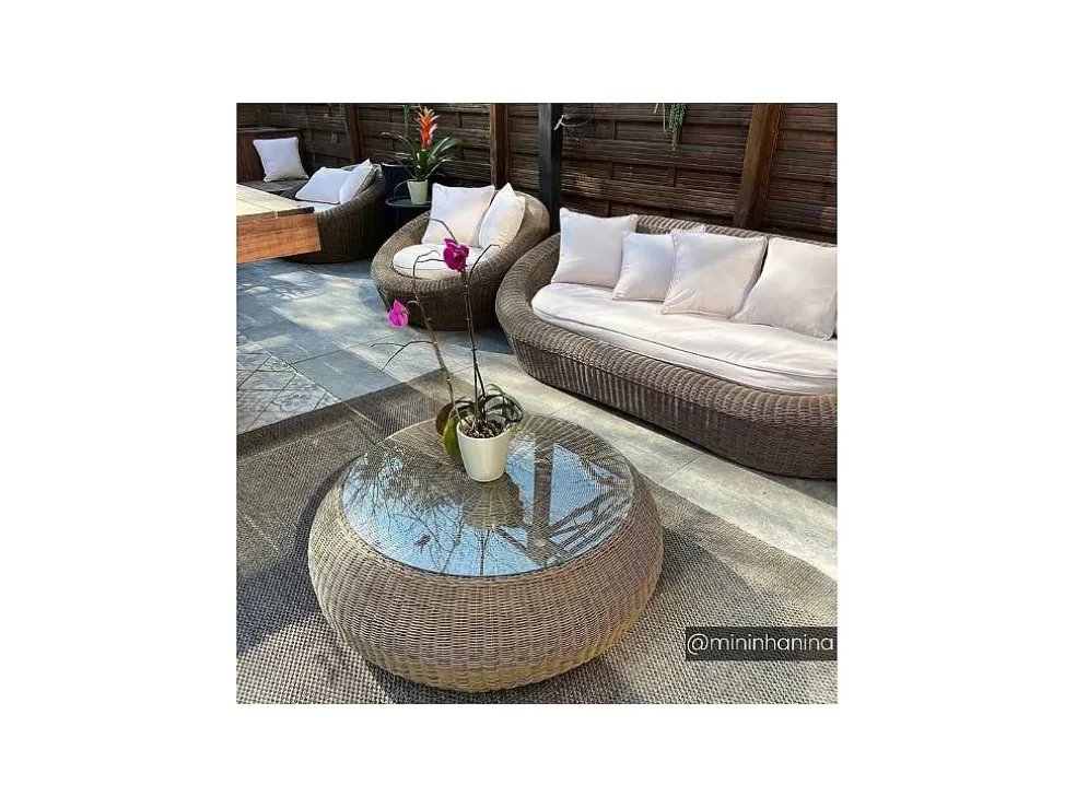 MYLIA Mobiliário De Jardim Em Resina Entrancada Caramel: Sofá, 2 Cadeiroes E Mesa De Centro - Whiteheaven* Conjunto Relax De Jardim