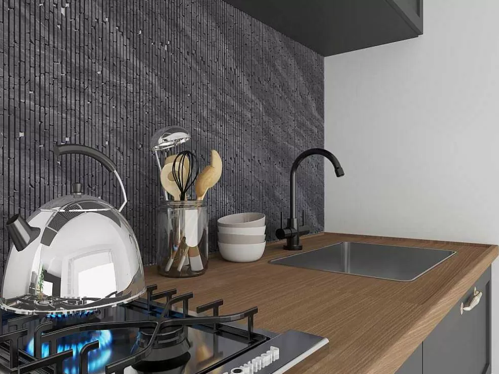 BRICOSOL Mosaico De Chao E De Parede Em Marmore Cinza Antracite Pack De 1 M - Moyali* Mosaico