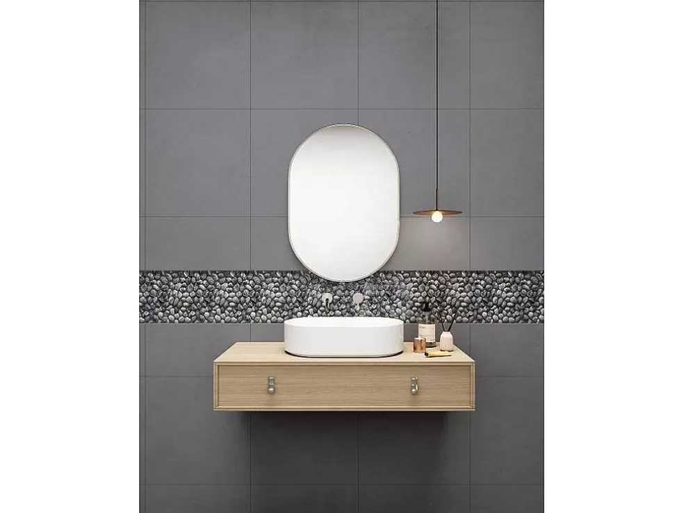 BRICOSOL Mosaico De Chao E De Parede Seixos Naturais Cinza Antracite Pack De 1 M - Ola* Mosaico