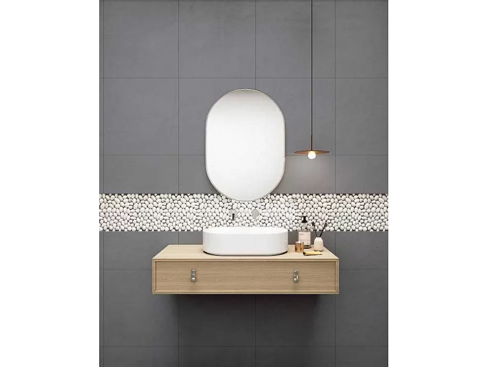 BRICOSOL Mosaico De Chao E Parede Ola Em Seixos Naturais - Creme - Pack De 1 M* Mosaico