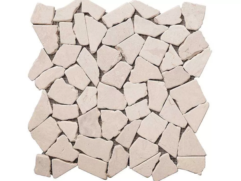 BRICOSOL Mosaico De Chao E Parede Poesy Em Marmore Natural - Creme - Pack De 1 M* Mosaico