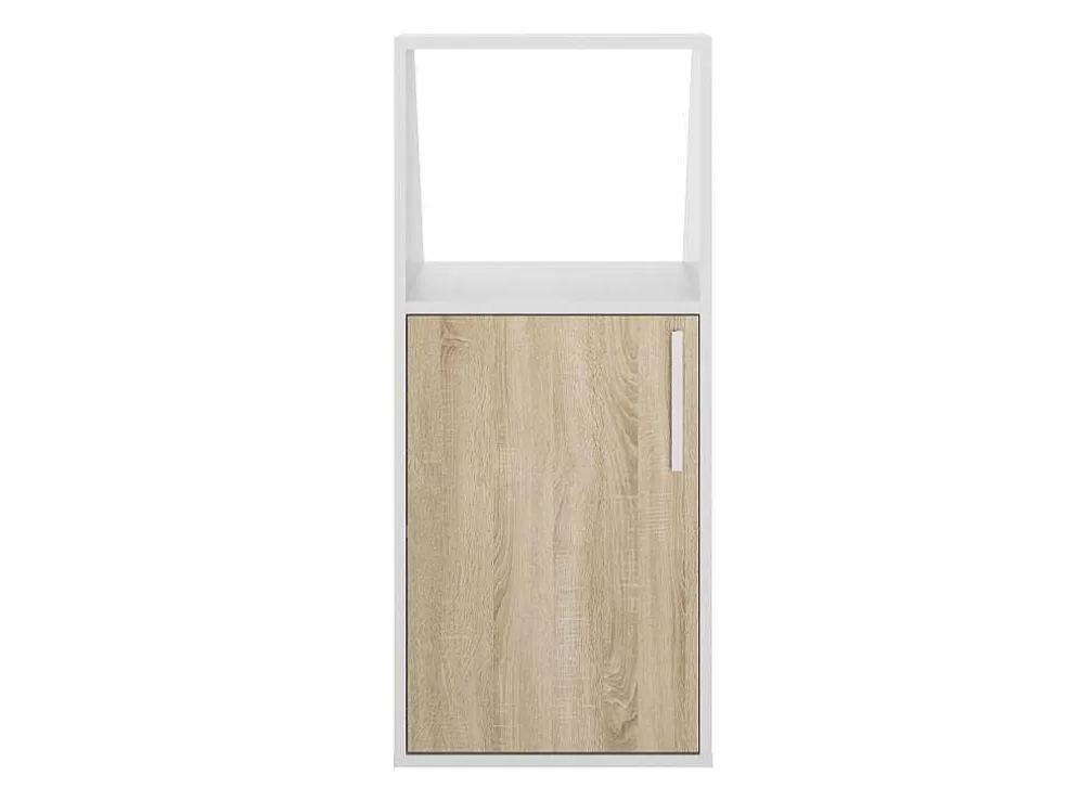 Vente-unique Móvel Com Inclinacao 1 Porta E 1 Nicho Branco E Natural - Adezio* Arrumação E Acessórios De Quarto
