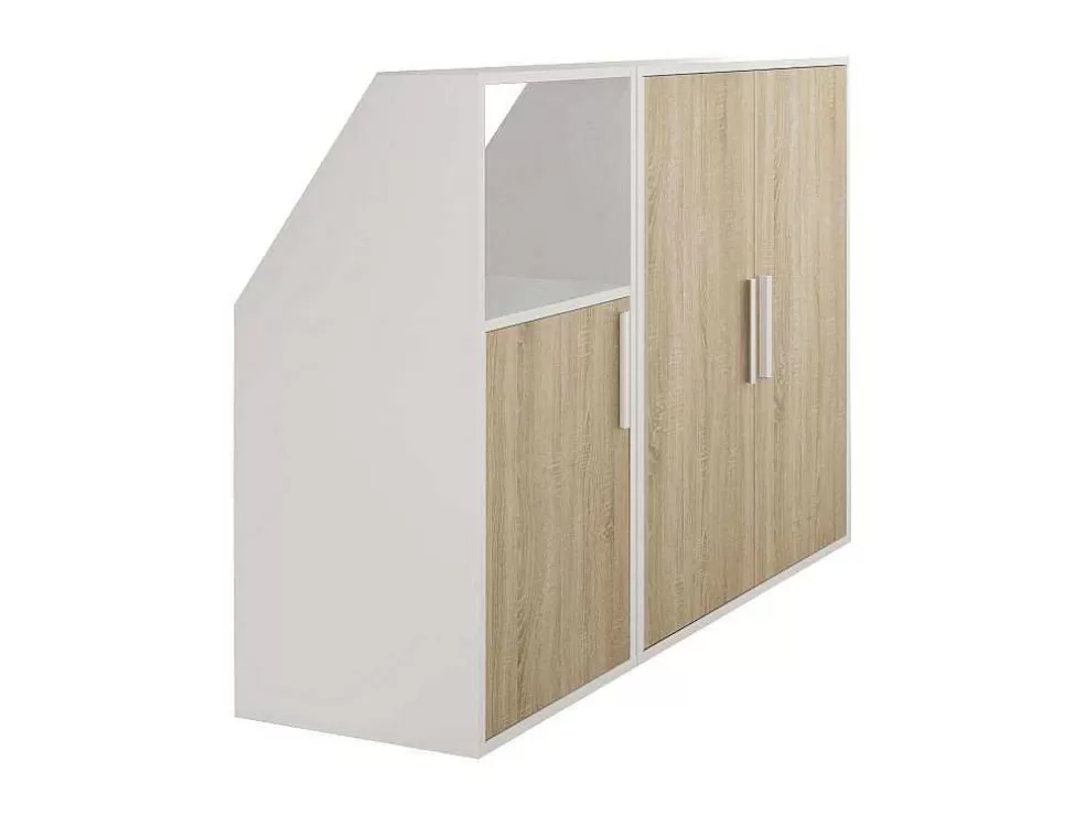 Vente-unique Móvel Com Inclinacao 3 Portas E 1 Nicho Branco E Natural - Adezio* Arrumação E Acessórios De Quarto