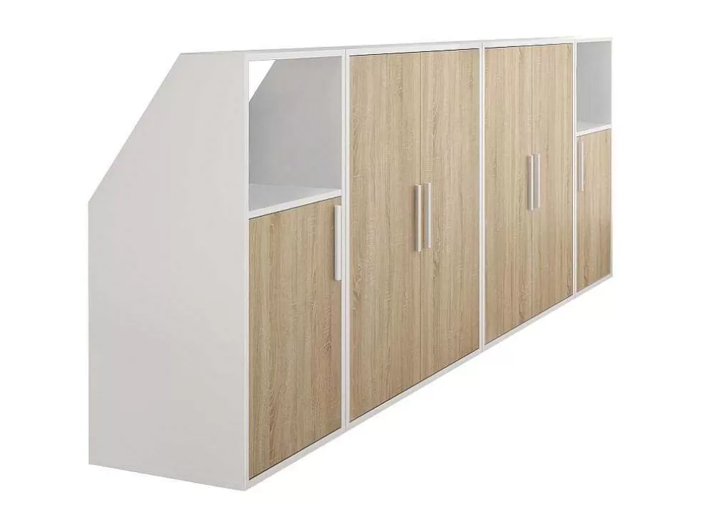 Vente-unique Móvel Com Inclinacao 6 Portas E 2 Nichos Branco E Natural - Adezio* Arrumação E Acessórios De Quarto