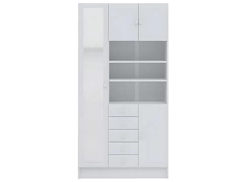 Vente-unique Móvel Com Varios Espacos De Arrumação E Com Espelho Cor Branco - Muliran* Coluna De Casa De Banho