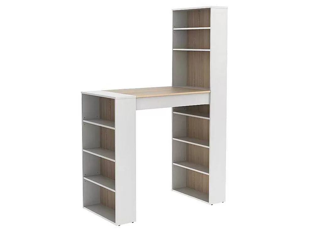 Vente-unique Móvel De Bar Com Espacos De Arrumação Em Mdf Cor Natural E Branco - Skarn* Móvel De Bar