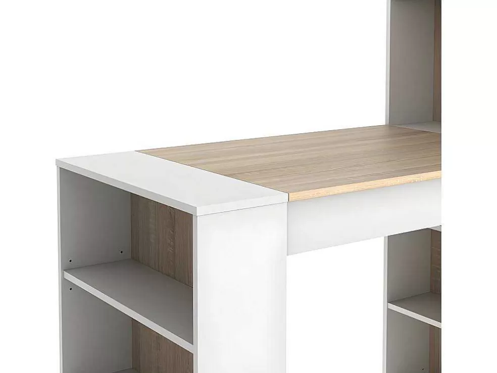 Vente-unique Móvel De Bar Com Espacos De Arrumação Em Mdf Cor Natural E Branco - Skarn* Móvel De Bar