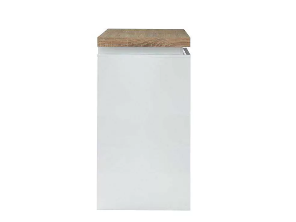 Vente-unique Móvel De Bar Em Mdf Lacado A Branco A Leds De Cor Branco E Carvalho - Halo Ii* Móvel De Bar