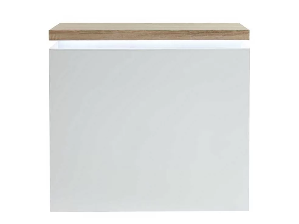 Vente-unique Móvel De Bar Em Mdf Lacado A Branco A Leds De Cor Branco E Carvalho - Halo Ii* Móvel De Bar