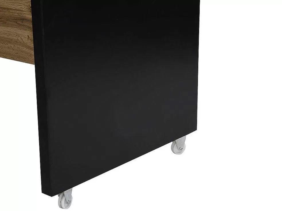 Vente-unique Móvel De Bar Giratorio Com 2 Portas, 1 Gaveta E 1 Nicho Em Mdf Cor Carvalho E Preto - Eldir* Móvel De Bar