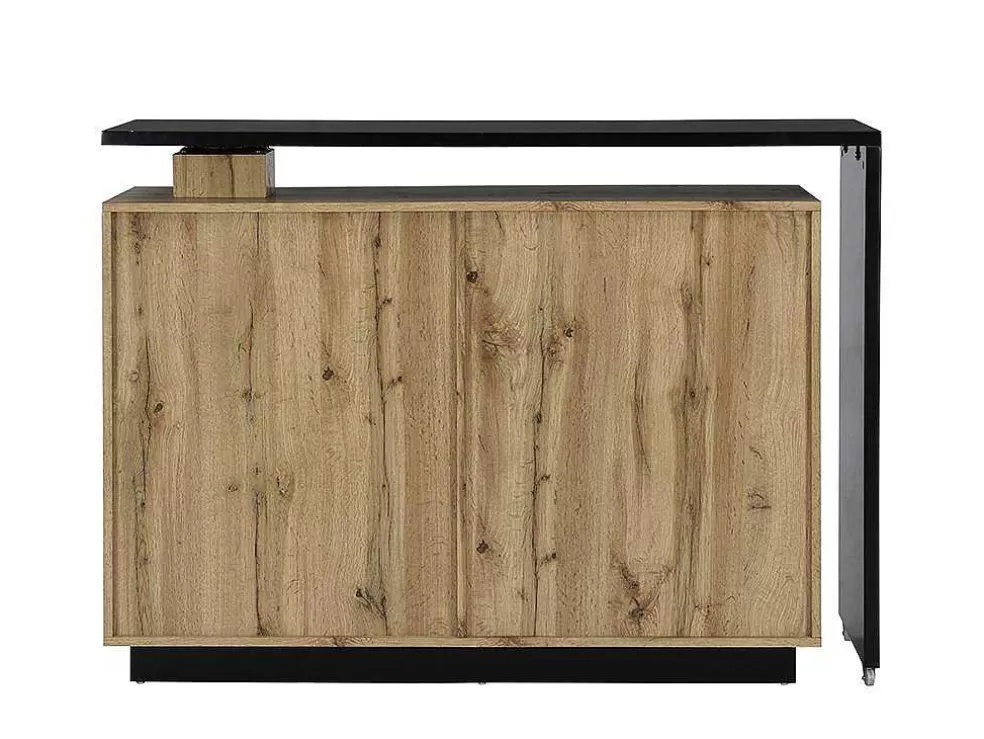 Vente-unique Móvel De Bar Giratorio Com 2 Portas, 1 Gaveta E 1 Nicho Em Mdf Cor Carvalho E Preto - Eldir* Móvel De Bar