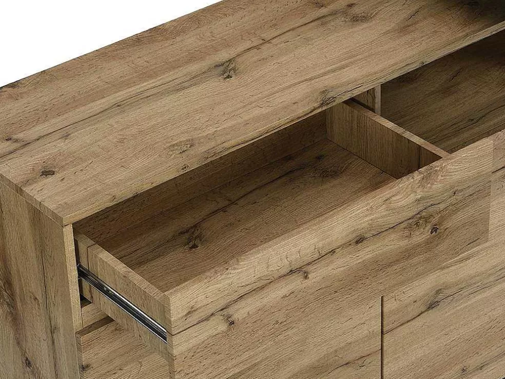 Vente-unique Móvel De Bar Giratorio Com 2 Portas, 1 Gaveta E 1 Nicho Em Mdf Cor Carvalho E Preto - Eldir* Móvel De Bar
