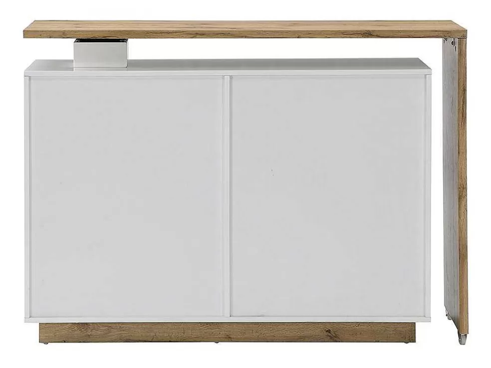 Vente-unique Móvel De Bar Giratorio Com 2 Portas, 1 Gaveta E 1 Nicho Em Mdf Lacado A Branco E Carvalho - Eldir* Móvel De Bar