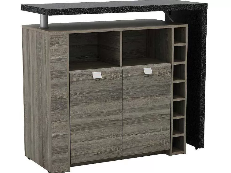 Vente-unique Móvel De Bar Meteorite - 2 Portas E 2 Nichos - Mdf Tampo Efeito Granito* Móvel De Bar