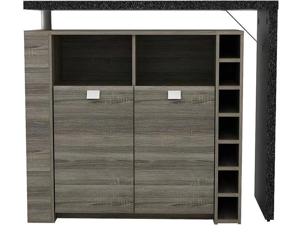 Vente-unique Móvel De Bar Meteorite - 2 Portas E 2 Nichos - Mdf Tampo Efeito Granito* Móvel De Bar