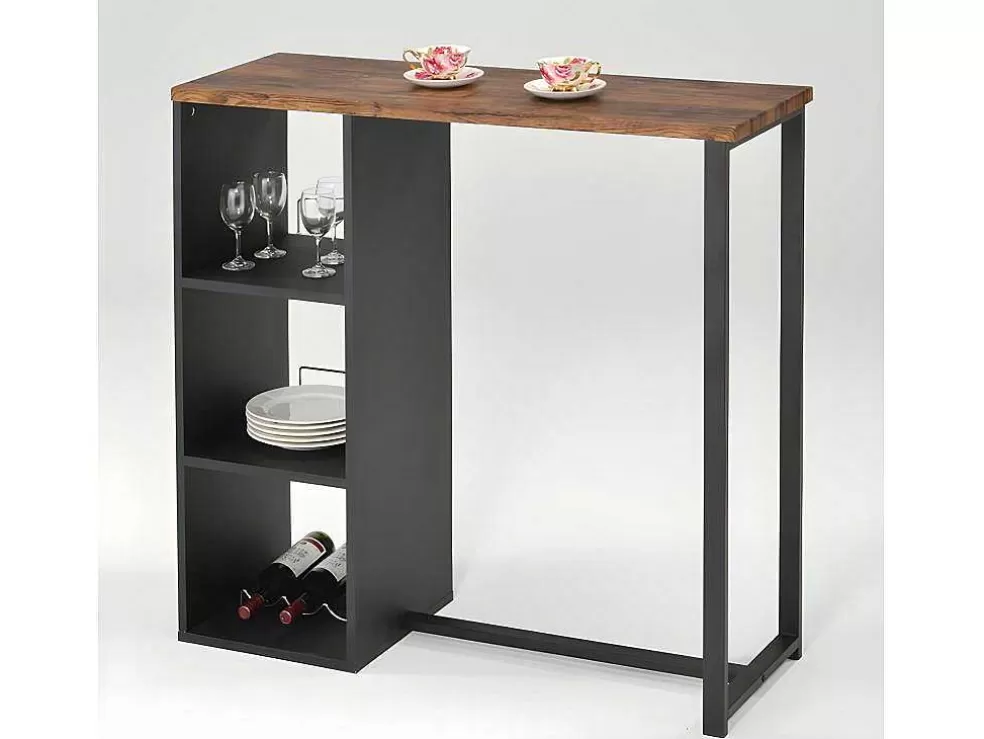 Vente-unique Móvel De Bar Morena - Metal E Mdf - Tampo Efeito Nogueira* Móvel De Bar