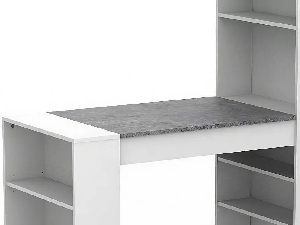 Vente-unique Móvel De Bar Skarn - Branco E Tampo De Efeito Granito* Móvel De Bar